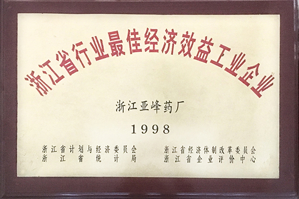 1998年省最佳經(jīng)濟(jì)效益工業(yè)企業(yè)